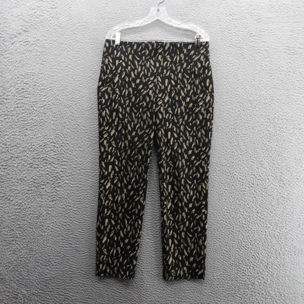 Chicos Fabulously Slimming Ankle Pants Womens 1 US 8 Black Gold Stretch Pull On